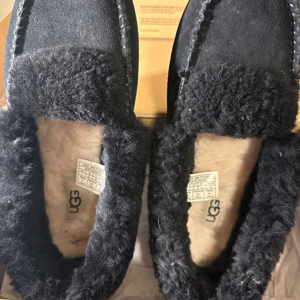 UGG Black Sheepskin Slippers